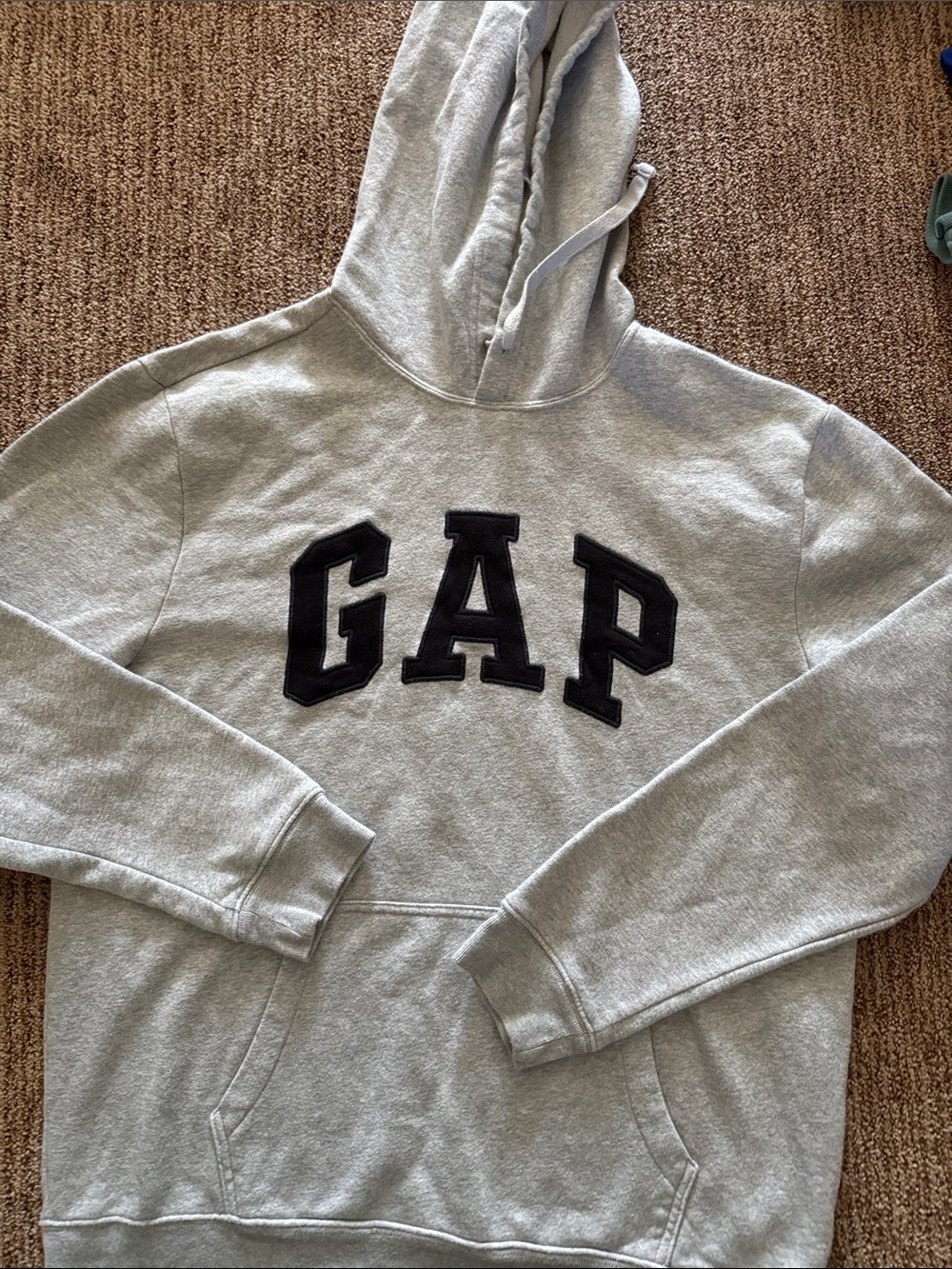 GAP Light Gray Hoodie with Black Lettering